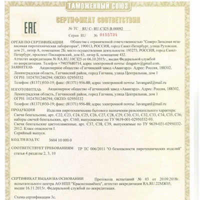 Сертификация производства пиротехнических изделий 1-3 класса